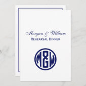 White Navy Circle Monogram Font DIY BG Kaart (Voorkant / Achterkant)