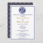 White Navy Circle Monogram Font DIY BG Kaart (Voorkant / Achterkant)