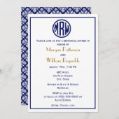 White Navy Circle Monogram Font DIY BG Kaart (Voorkant / Achterkant)