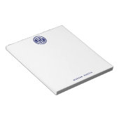 White Navy Circle Monogram Font DIY BG Notitieblok (Schuin)