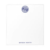 White Navy Circle Monogram Font DIY BG Notitieblok (Voorkant)