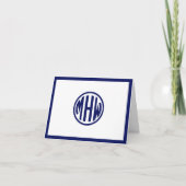 White Navy Circle Monogram Font DIY BG Notitiekaartje (Voorkant)
