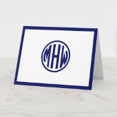 White Navy Circle Monogram Font DIY BG Notitiekaartje