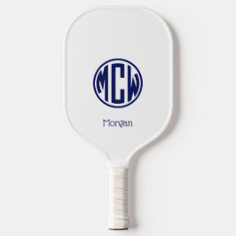 White Navy Circle Monogram Font DIY BG Pickleball Paddle