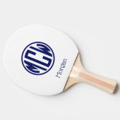 White Navy Circle Monogram Font DIY BG Tafeltennisbatje (Zijkant)