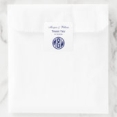White Navy Circle Monogram Font DIY BG Vierkante Sticker (Tas)