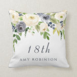 White & Navy Flowers Girls 18th Birthday Gift Kussen<br><div class="desc">White & Navy Flowers Girls 18th Birthday Gift bekijken overeenkomende objecten in onze niche en nestwinkel Dank je wel</div>