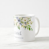White & Navy Flowers Womans 100th Birthday Gift Koffiemok (Voorkant rechts)