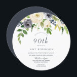 White & Navy Flowers Womans 90th Birthday Party Kaart<br><div class="desc">White & Navy Flowers Womans 90th Birthday Party Invitation Bekijk collectie in Niche en Nest Store</div>