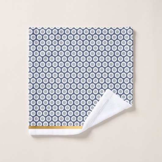 WHITE NAVY GEOMETRIC CIRCLS BATHROOM TOWEL SET BAD HANDDOEK (Wasdoekje)