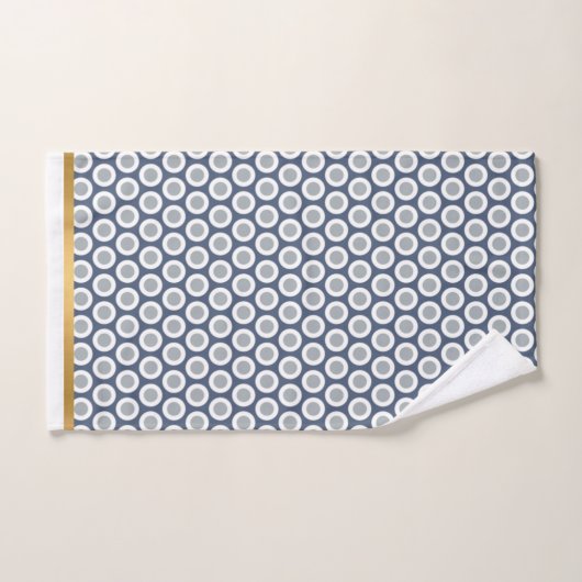 WHITE NAVY GEOMETRIC CIRCLS BATHROOM TOWEL SET BAD HANDDOEK (Handdoek)
