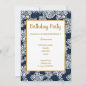 WHITE NAVY LACE GOLD TRIM ELEGANT BIRTHDAY white Kaart (Voorkant)