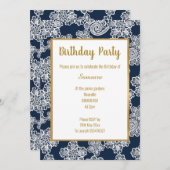 WHITE NAVY LACE GOLD TRIM ELEGANT BIRTHDAY white Kaart (Voorkant / Achterkant)