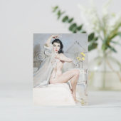 White Negligee Pin Up Briefkaart (Staand voorkant)