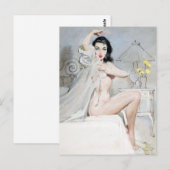 White Negligee Pin Up Briefkaart (Voorkant / Achterkant)