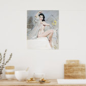 White Negligee Pin Up Poster (Keuken)