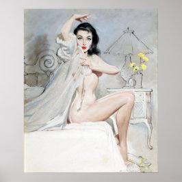 White Negligee Pin Up Poster