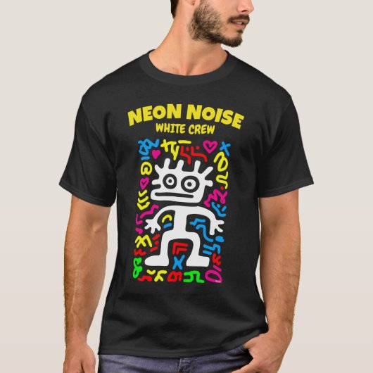 White Neon Alien - Funky Pop Art Creature T-shirt (Voorkant)