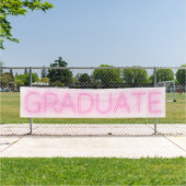 White NEON Huge PINK Modern Afstudeerder kondiging Spandoek (Insitu)