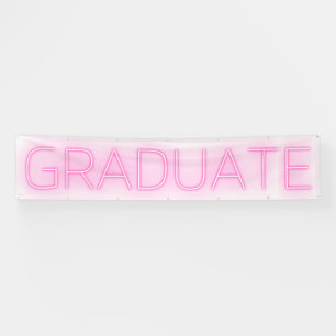 White NEON Huge PINK Modern Afstudeerder kondiging Spandoek