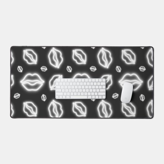 White Neon Kiss Bureaumat (Keyboard & Muis)