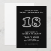 White Neon Sign 18th Trendy Birthday Party Kaart (Voorkant / Achterkant)