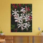 White Nerine Flowers Canvas Print (Insitu (Woonkamer))
