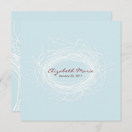 White Nest Double Sided Invitation Kaart (Voorkant / Achterkant)
