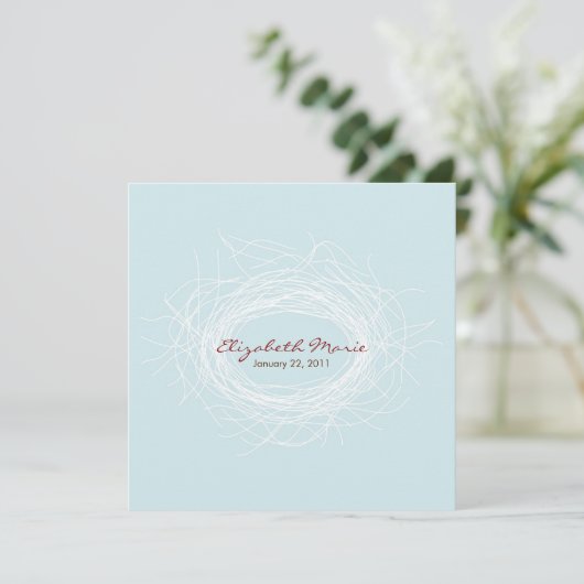 White Nest Double Sided Invitation Kaart (Staand voorkant)