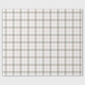 White Neutral Christmas Tartan Plaid Cadeaupapier (Vlak)