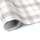 White Neutral Christmas Tartan Plaid Cadeaupapier (Rol Hoek)