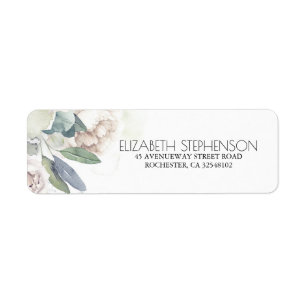 White Neutral Flowers Waterverf Greenery Etiket
