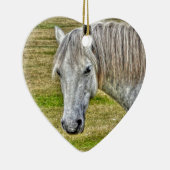 White New Forest Pony Wild Horse Keramisch Ornament (Rechts)