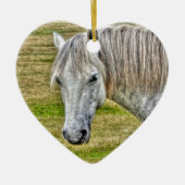 White New Forest Pony Wild Horse Keramisch Ornament (Voorkant)