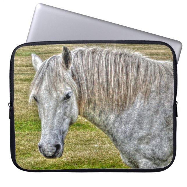 White New Forest Pony Wild Horse Laptop Sleeve (Voorkant)