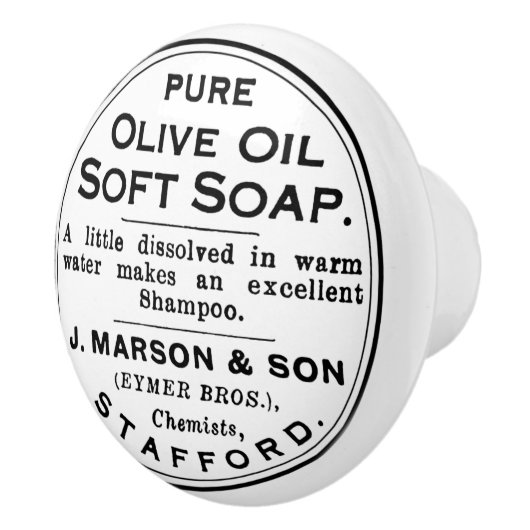 White New  Pure Olive Oil Soap and Bathroom Keramische Knop (Rechts)