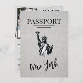 White New York City Passport Bewaar de datum Save The Date