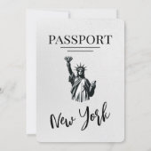 White New York Passport Wedding Kaart (Achterkant)