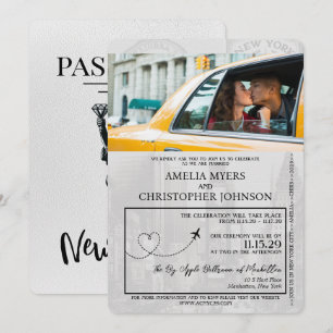White New York Passport Wedding Kaart