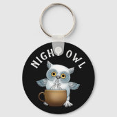 White Night Owl Coffee Sleutelhanger (Voorkant)