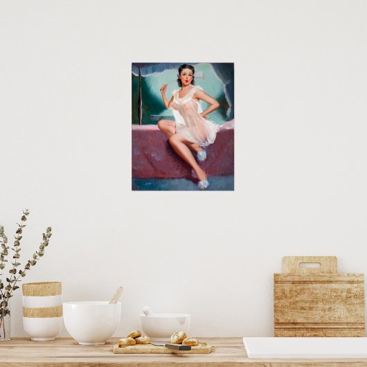 White Nighty Pin Up Poster (Keuken)