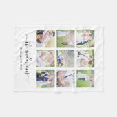 White Nine Photo Collage Familienaam Calligrafie Fleece Deken (Voorkant (Horizontaal))