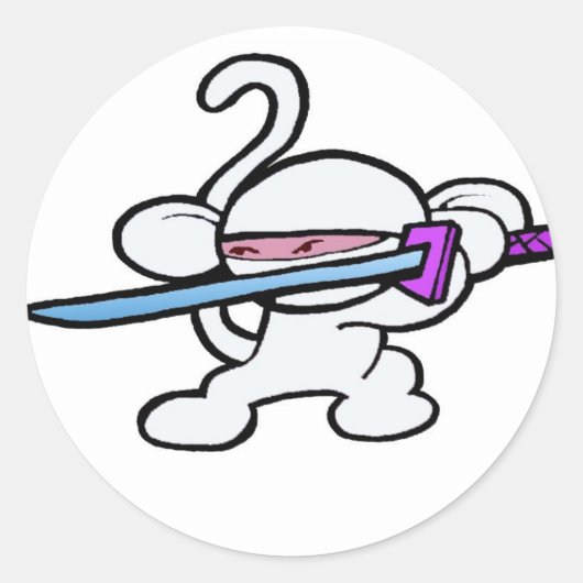 White Ninja op Guard-No Words Ronde Sticker (Voorkant)