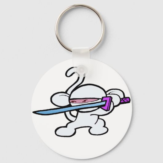 White Ninja op Guard-No Words Sleutelhanger (Voorkant)