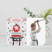 White Ninja Warrior Martial Arts Verjaardagsfoto Kaart (Staand voorkant)