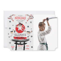 White Ninja Warrior Martial Arts Verjaardagsfoto