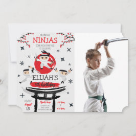 White Ninja Warrior Martial Arts Verjaardagsfoto Kaart