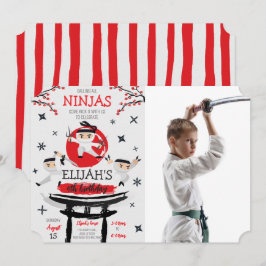 White Ninja Warrior Martial Arts Verjaardagsfoto Kaart