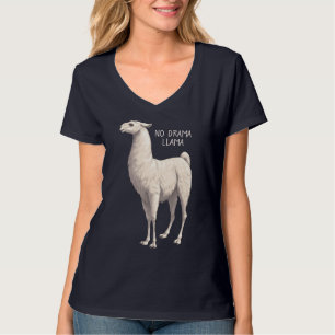 White No Drama Llama T-shirt