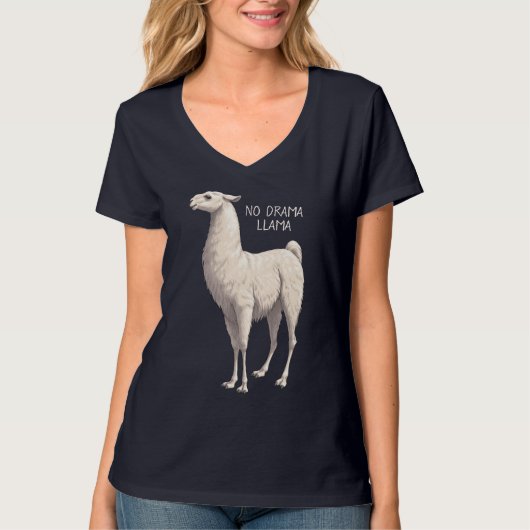 White No Drama Llama T-shirt (Voorkant)